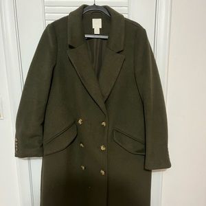 H&M dark green wool coat